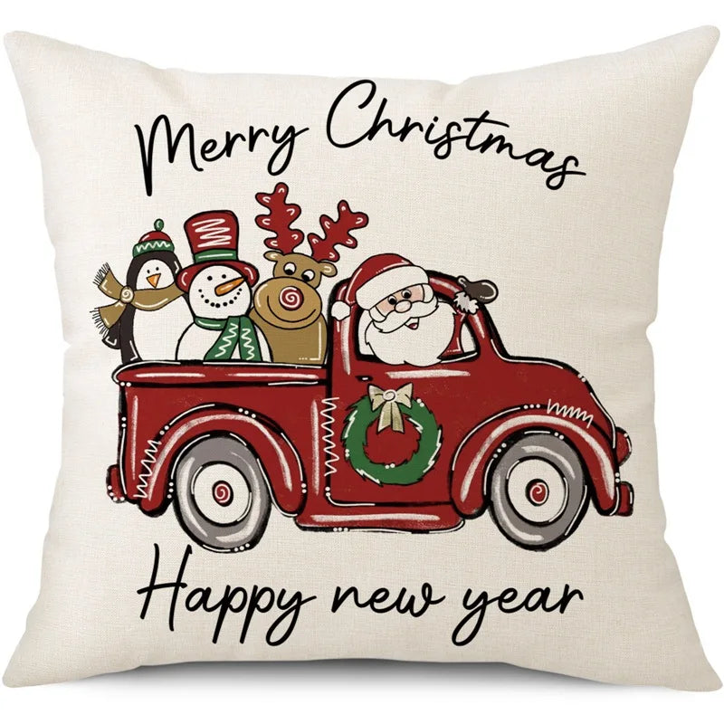 Housse de Coussin de Noël Personnages de Noël