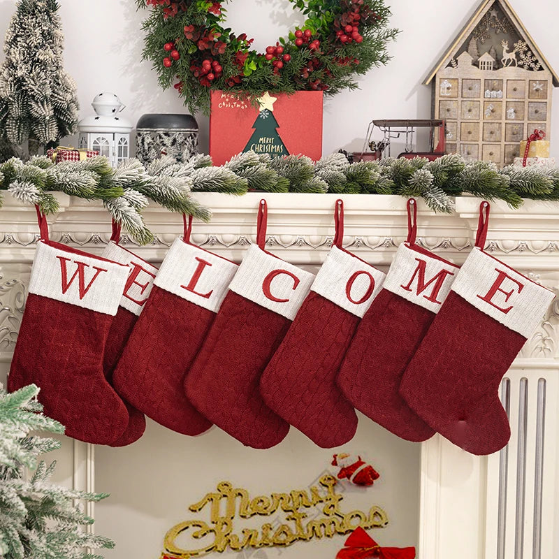 Bottes de Noël Lettres Décoratives en Tricot