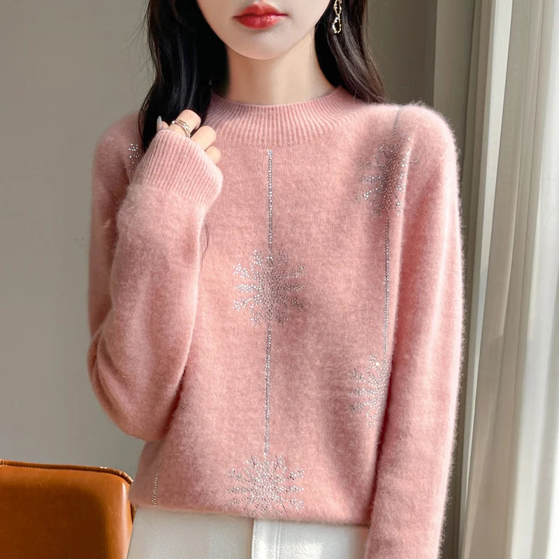 Pull de Noël en Laine pour Femme Motif Gros Flocon