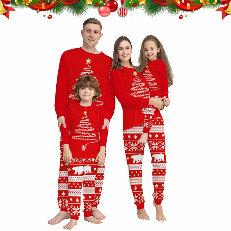 Ensemble Famille Pyjamas de Noël Rouge