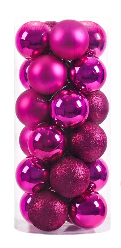Boules de Noël Petit Format Rose Foncé Pack de 24