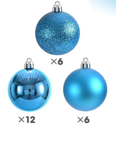 Boules de Noël Petit Format Bleu Clair Pack de 24