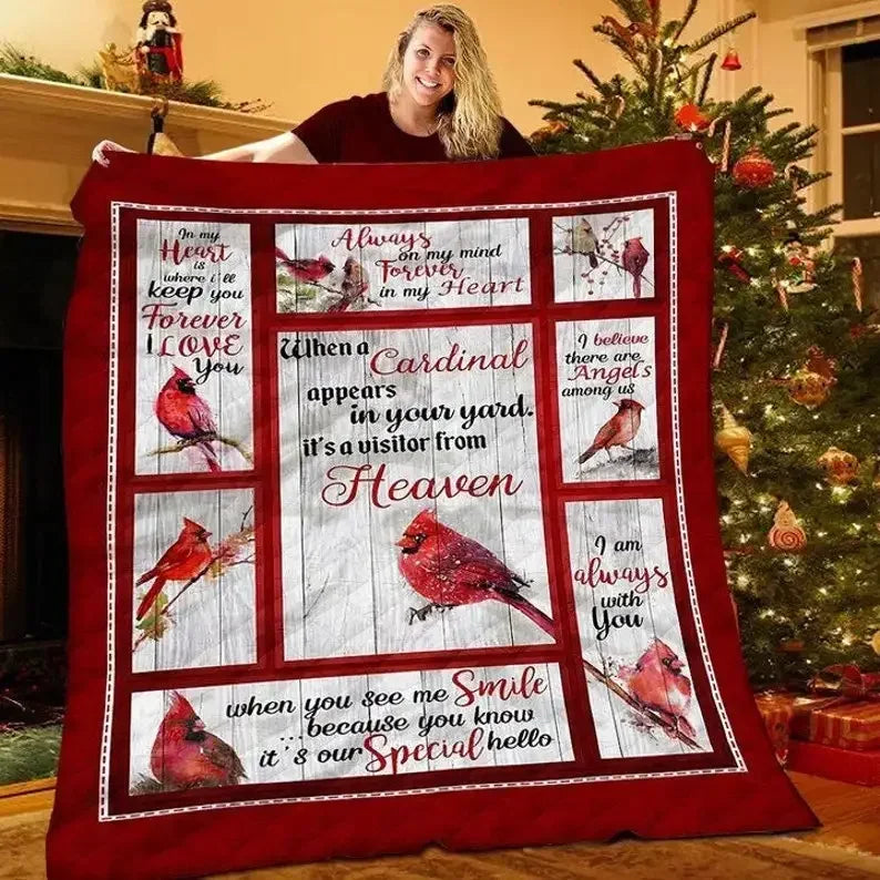 Couverture de Noël Motif Oiseau Rouge