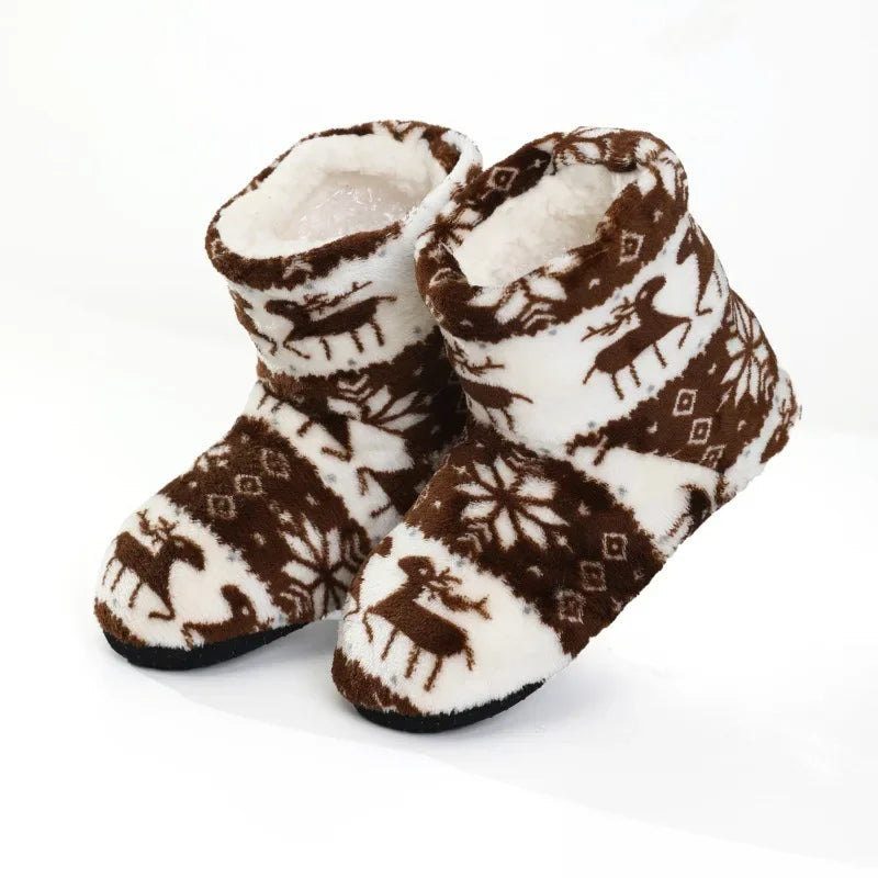 Pantoufles Fourrures Motifs de Noël pour Femmes