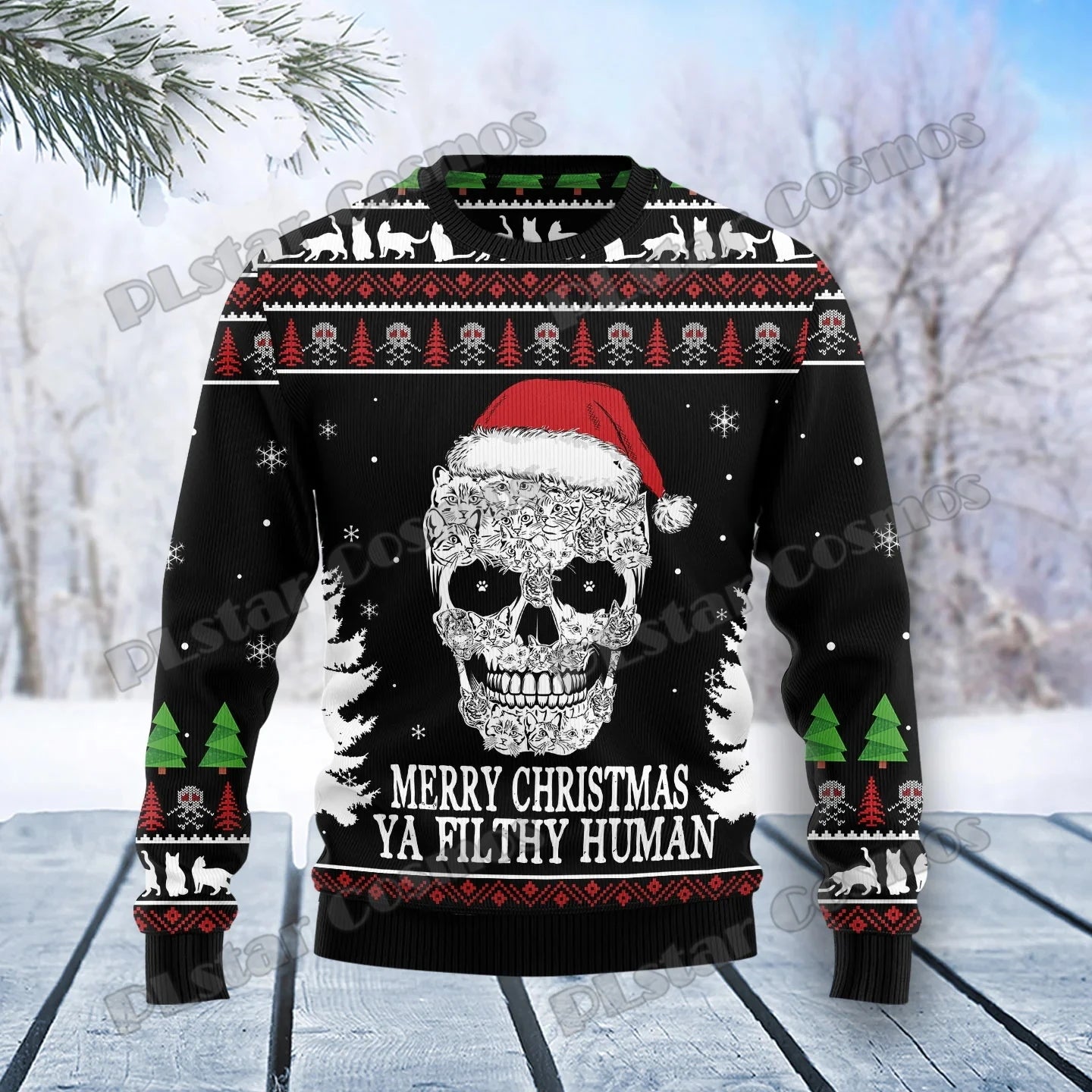 Pull de Noël Crâne en Chats