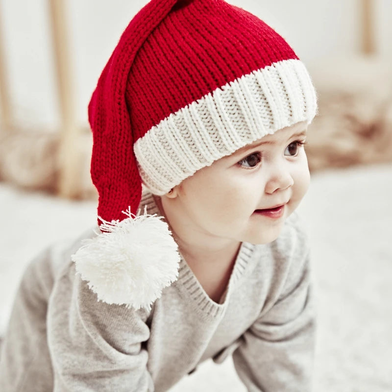 Bonnet de Père Noël Tricoté Rouge pour Bébé