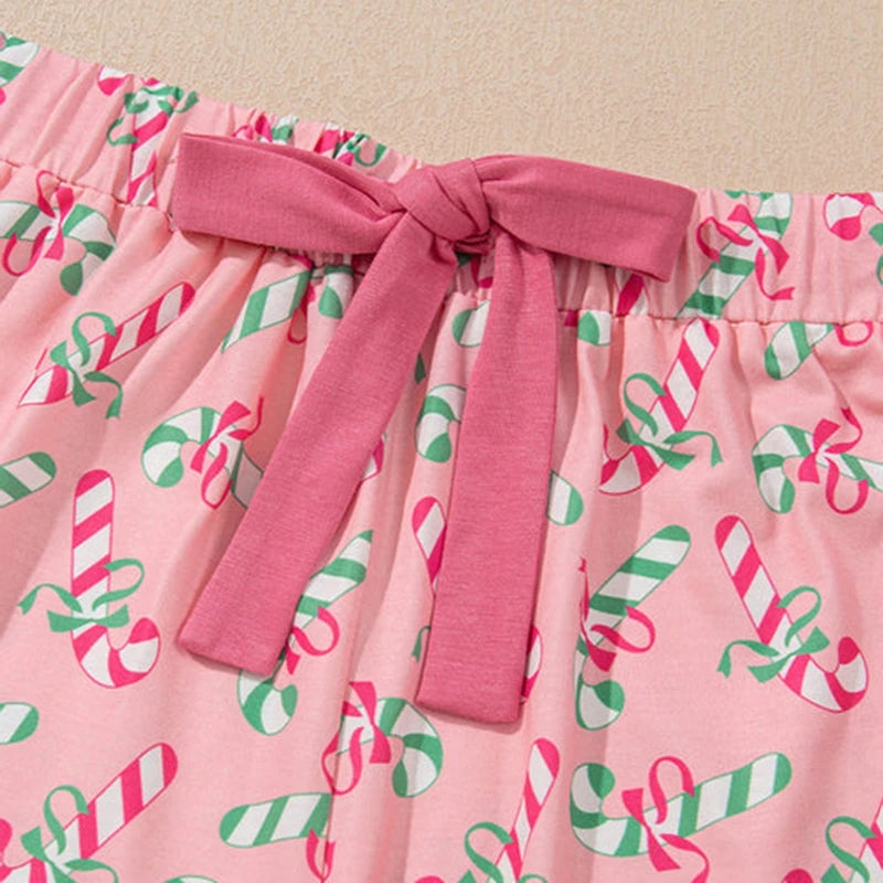 Pyjama pour Femme Rose motifs de Noël Sucre d'Orge