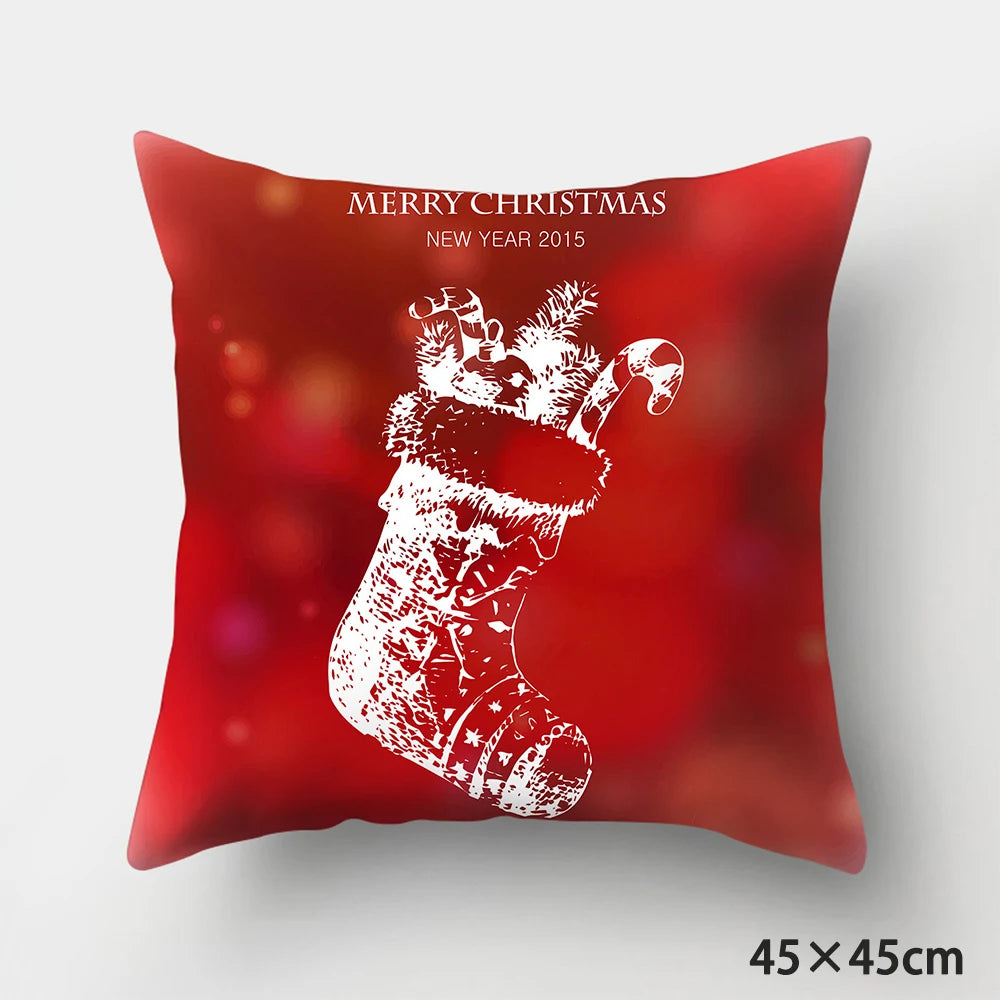 Housse de Coussin de Noël Rouge Motif Botte
