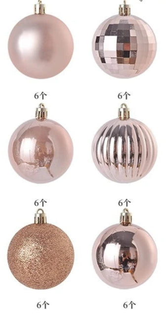 Boules de Noël Petit Format Rose Doré Pack de 36