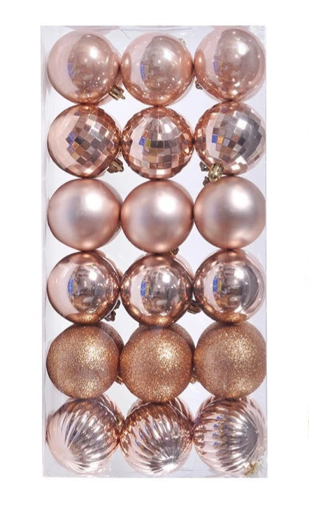 Boules de Noël Petit Format Rose Doré Pack de 36