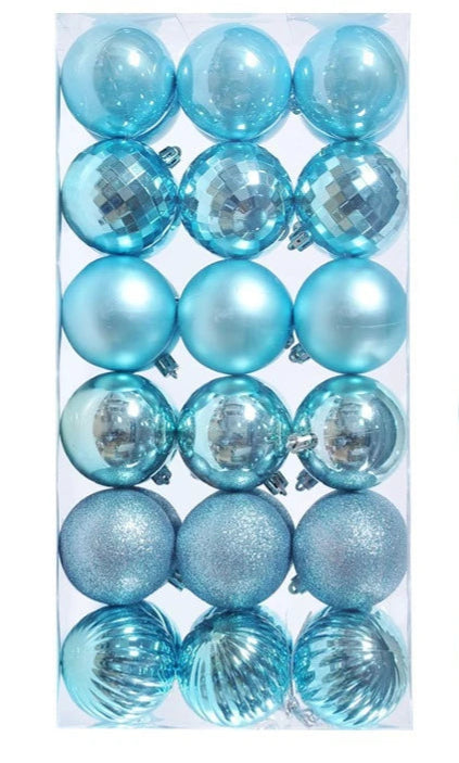 Boules de Noël Petit Format Bleu Clair Pack de 36