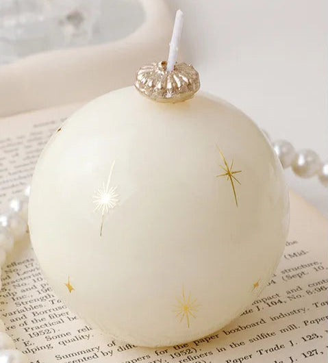 Bougie Boule de Noël Blanche avec Étoile Dorée