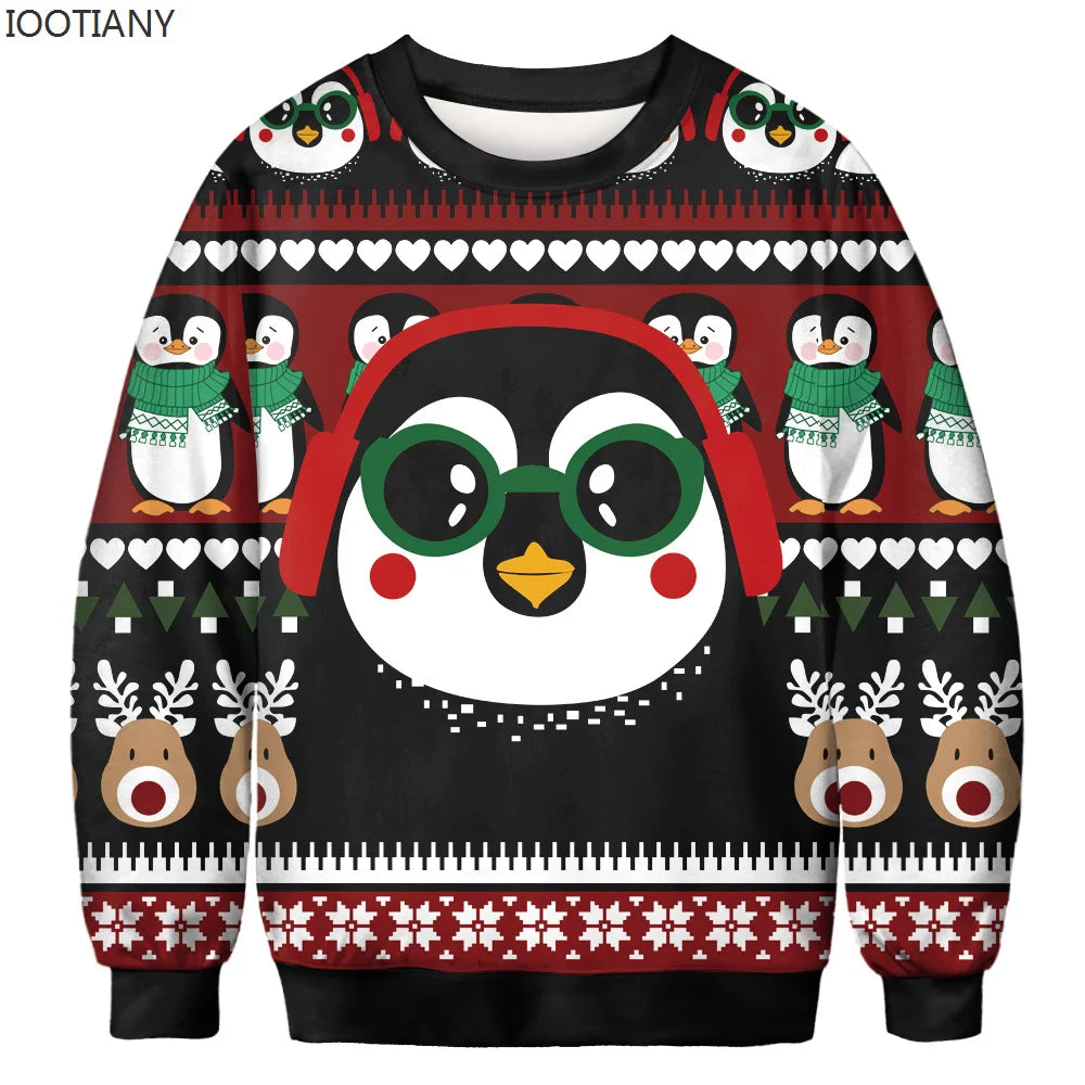 Pull de Noël Pingouin avec Lunettes de Soleil