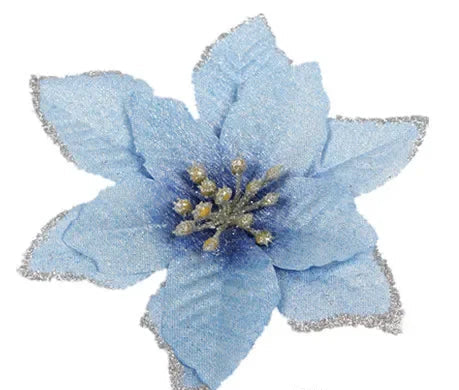 Lots de 5 Fleurs de Noël Artificielles Bleu