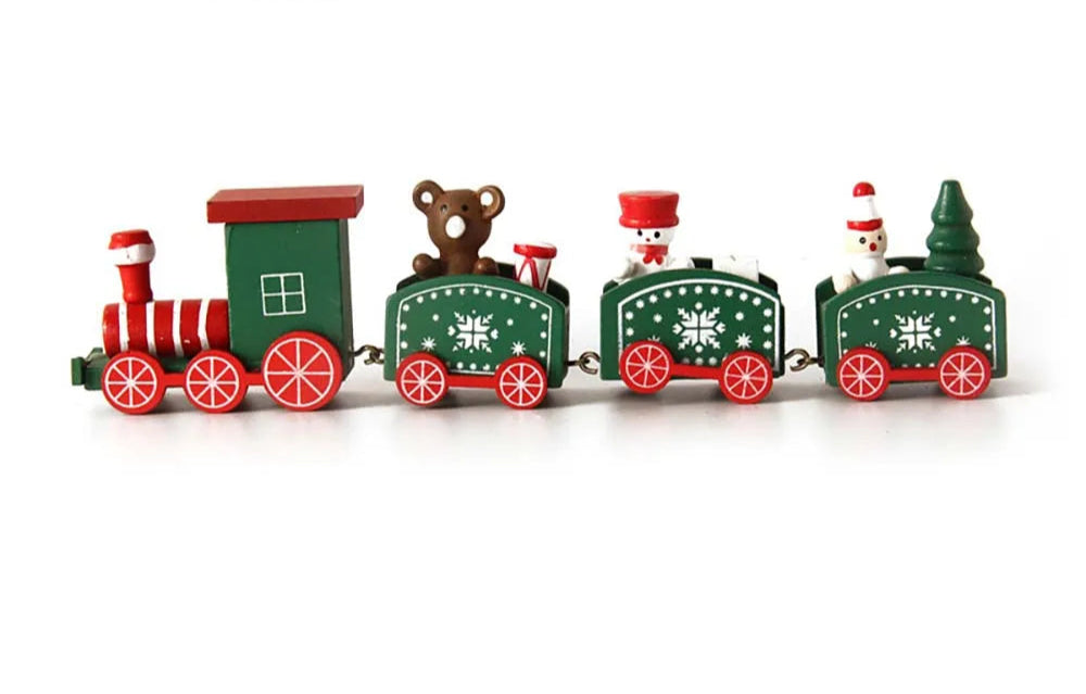 Petit Train de Noël en Bois Couleur Vert