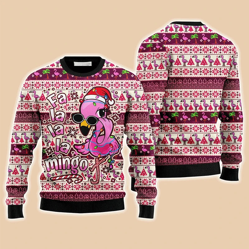 Pull de Noël Flamant Rose "Fa La La La Mingo"