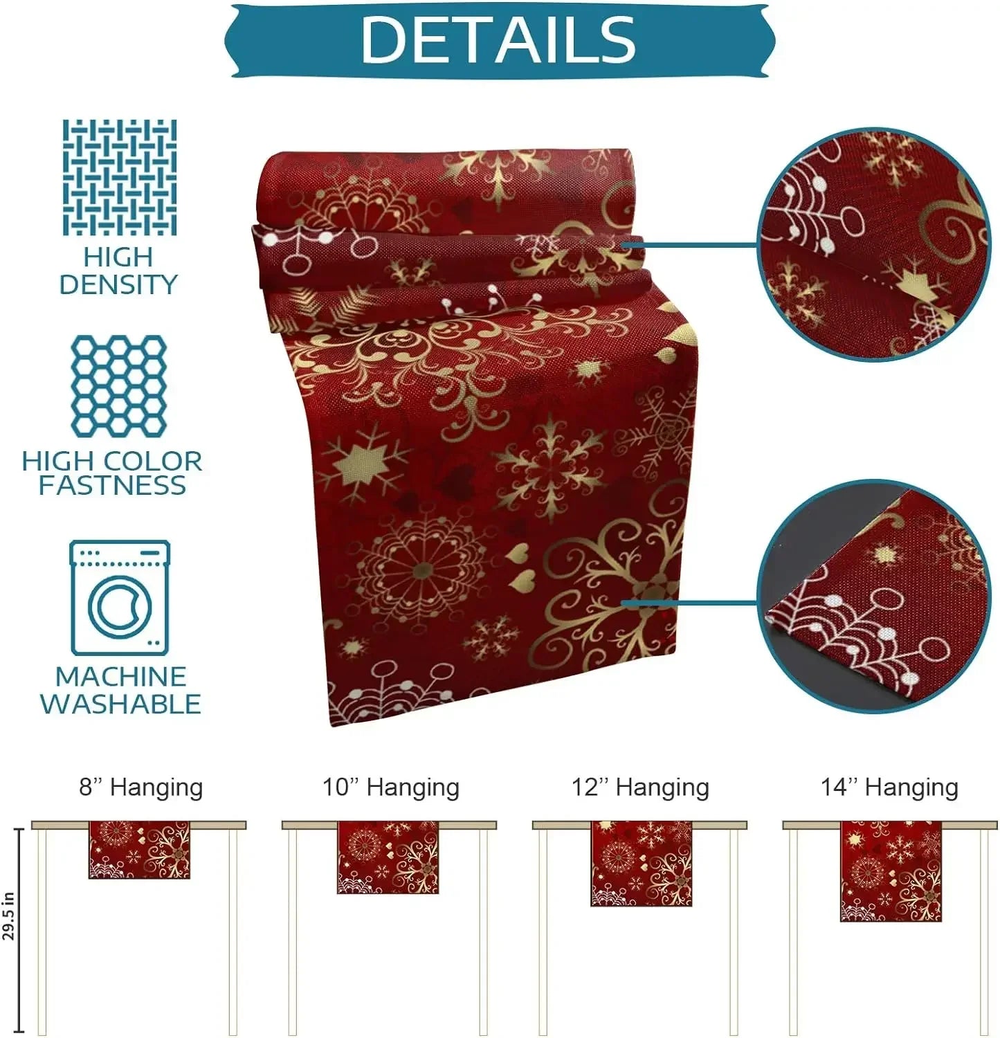 Chemin de Table de Noël Motifs Doré