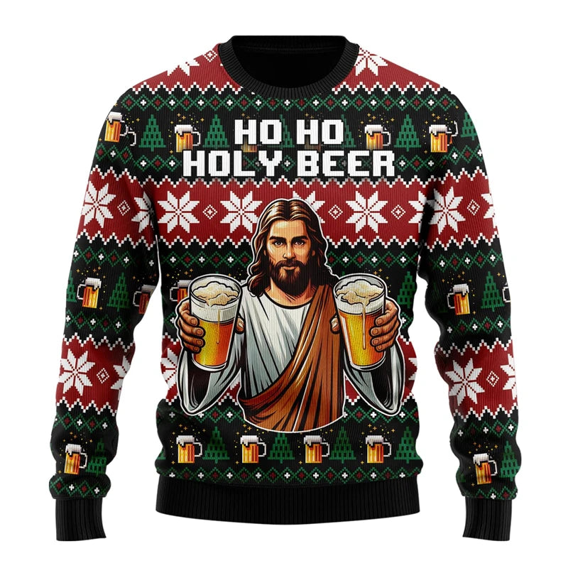 Pull de Noël Bière Jesus "Ho Ho Holy Beer"