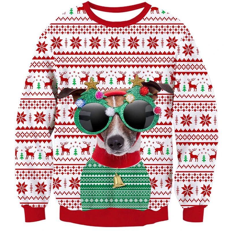 Pull de Noël "meme" Chien Lunettes de Soleil