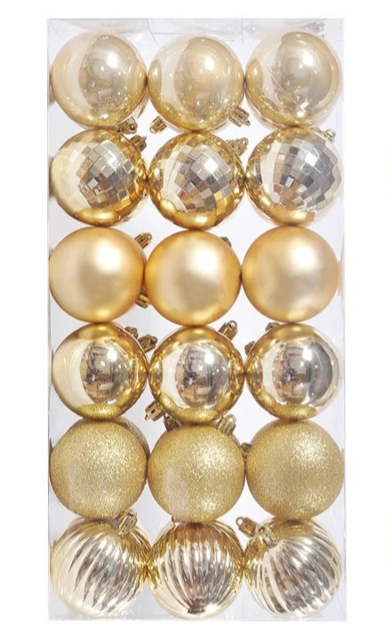 Boules de Noël Petit Format Doré Pack de 36