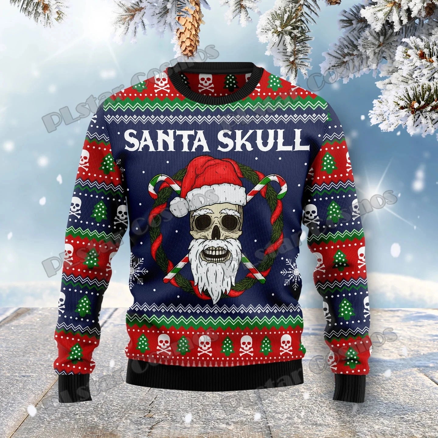 Pull de Noël "Santa Skull" Crâne Père Noël