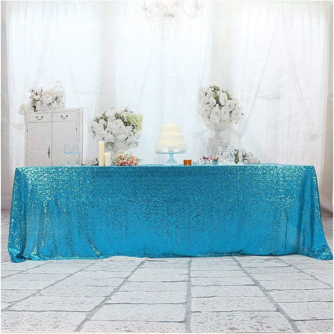 Nappe scintillante bleue en sequins