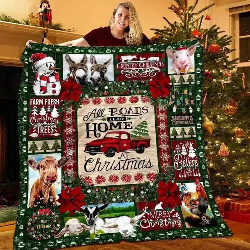 Couverture Motif Noël de la Ferme