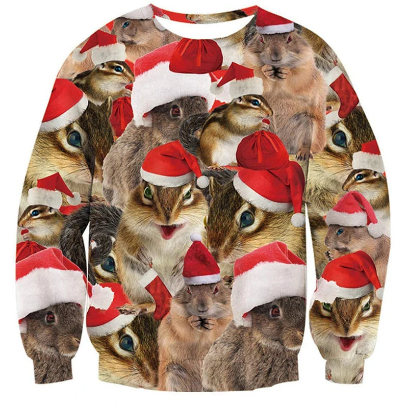 Pull de Noël "meme" Rongeur Bonnet de Noël