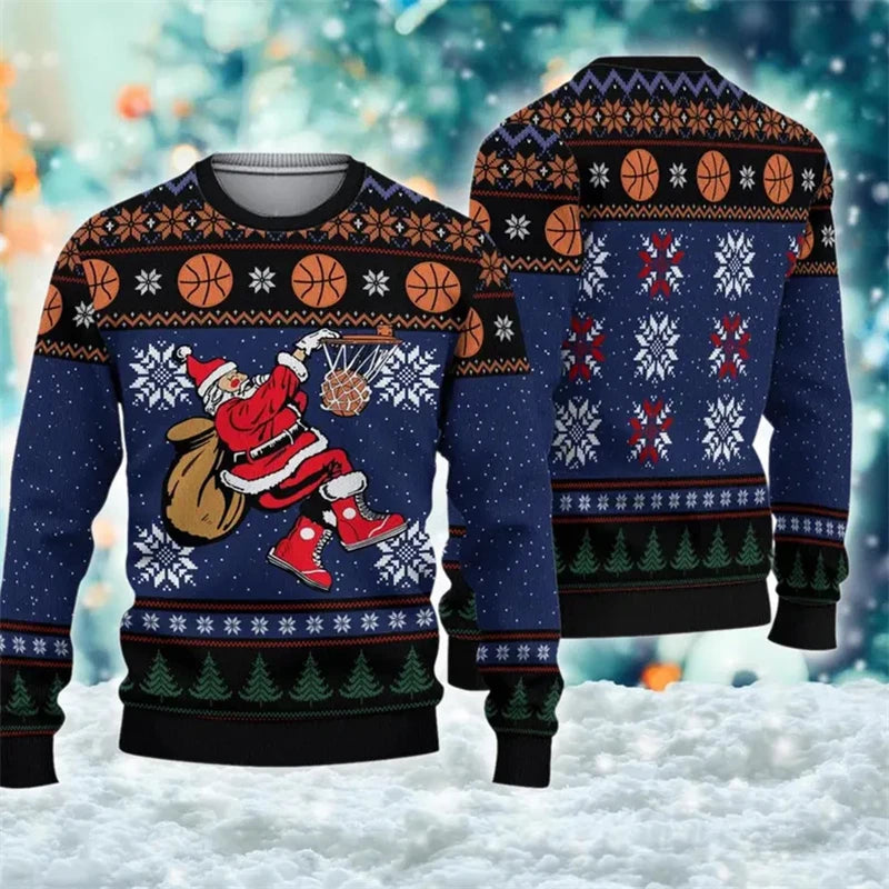 Pull de Noël Père Noël Dunk Basketball