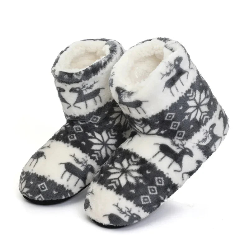 Pantoufles Fourrures Motifs de Noël pour Femmes