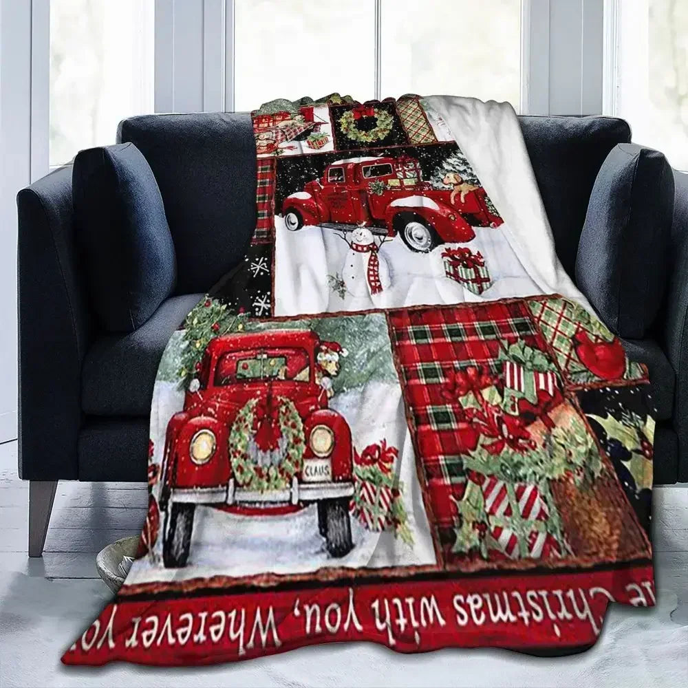 Couverture Motif Camion Neige et Chien