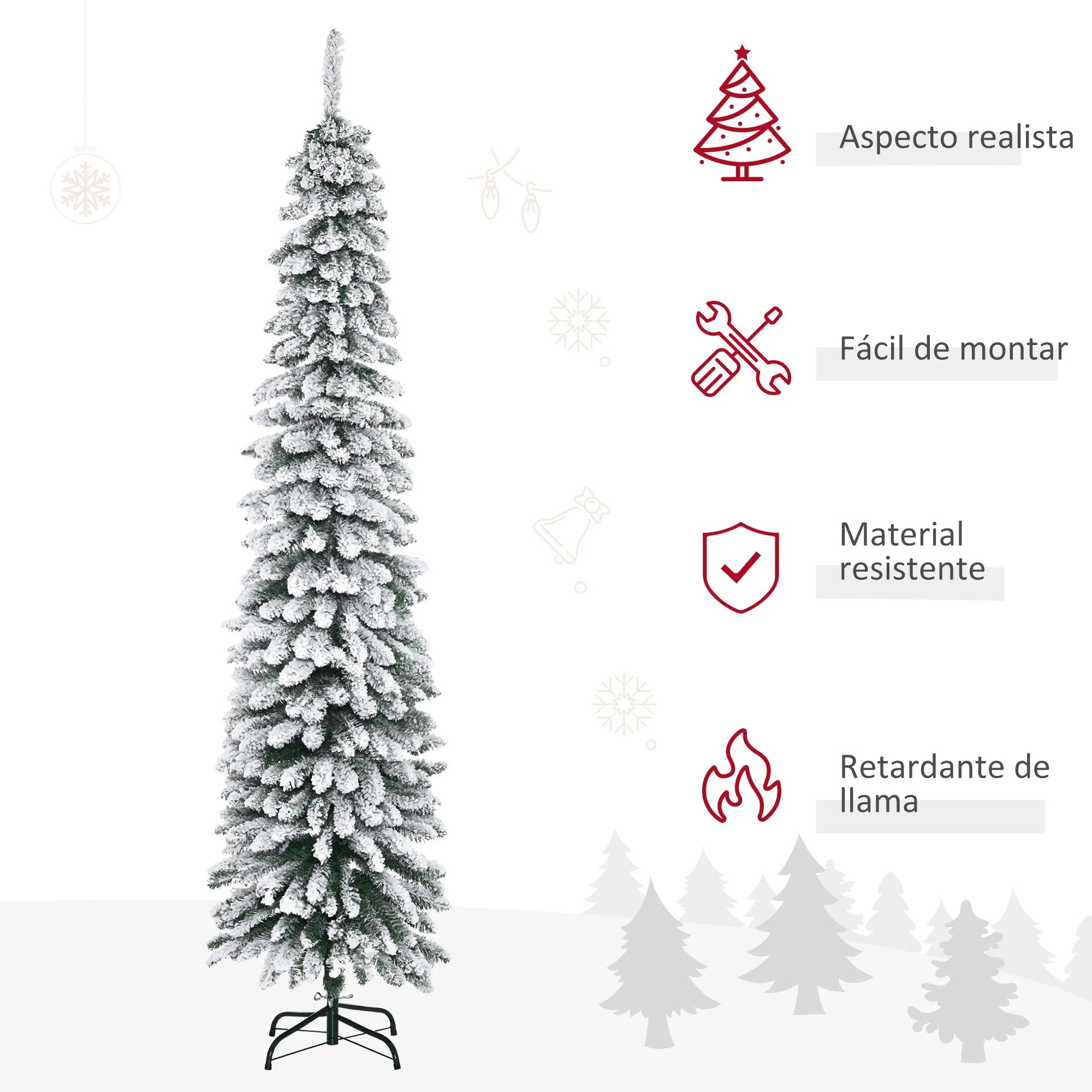 Long Sapin de Noël Enneigé 2m10 x 54cm