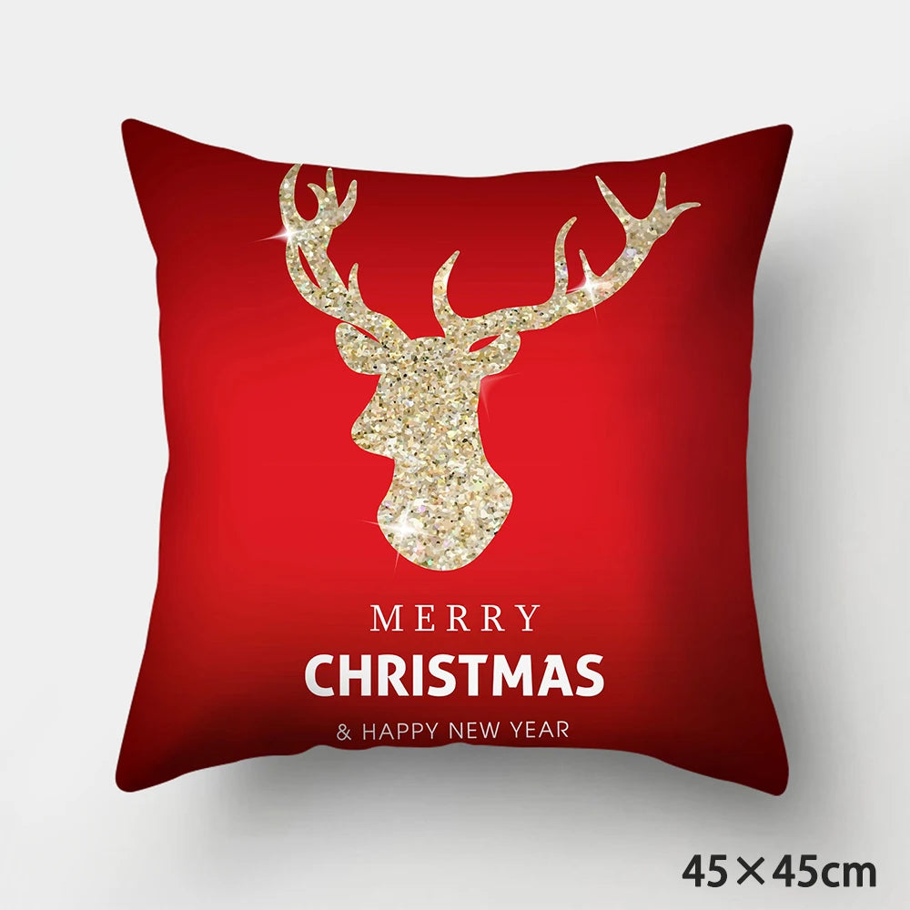 Housse de Coussin Motif Rennes "Merry Christmas"