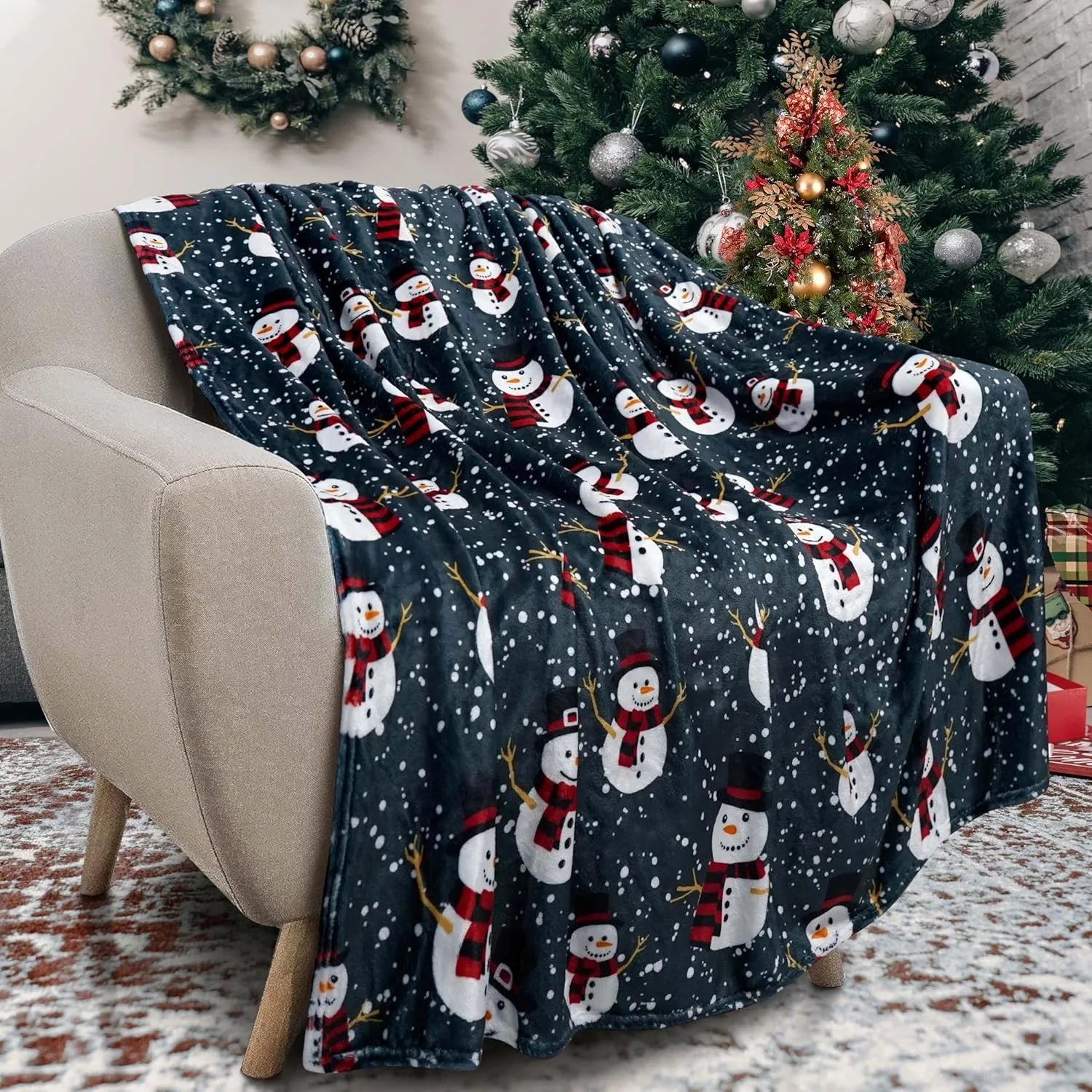 Couverture de Noël Bonhomme de Neige