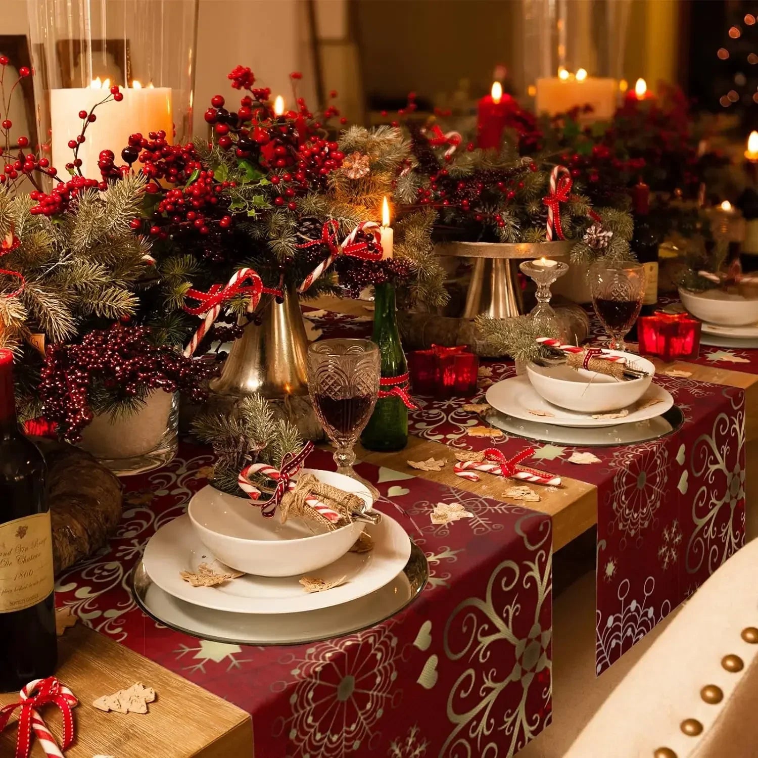 Chemin de Table de Noël Motifs Doré