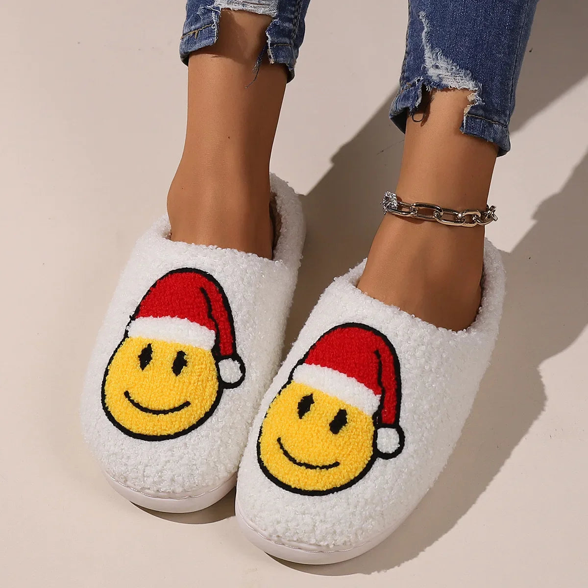 Pantoufles Smiley Noël