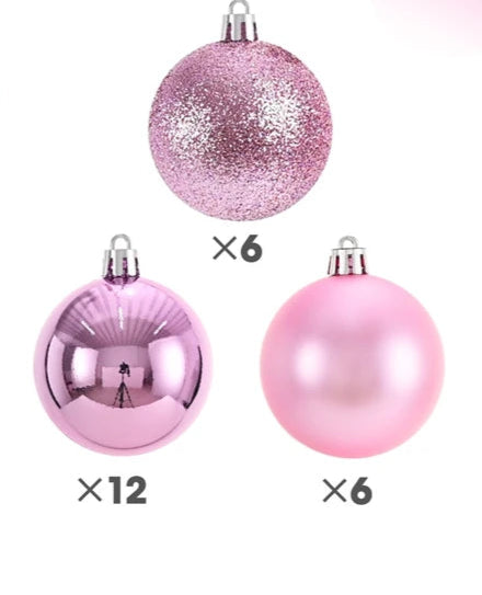 Boules de Noël Petit Format Rose Pack de 24