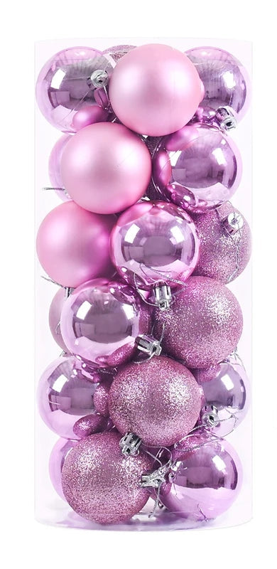 Boules de Noël Petit Format Rose Pack de 24