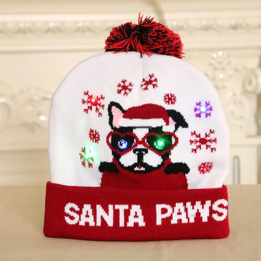 Bonnet de Noël Lumineux "Santa Paws"