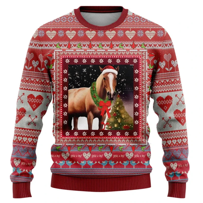 Pull de Noël Cheval et Sapin