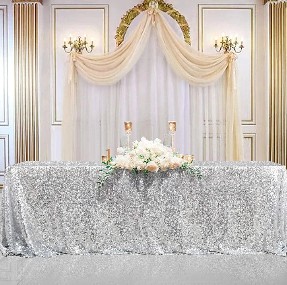 Nappe scintillante argentée en polyester