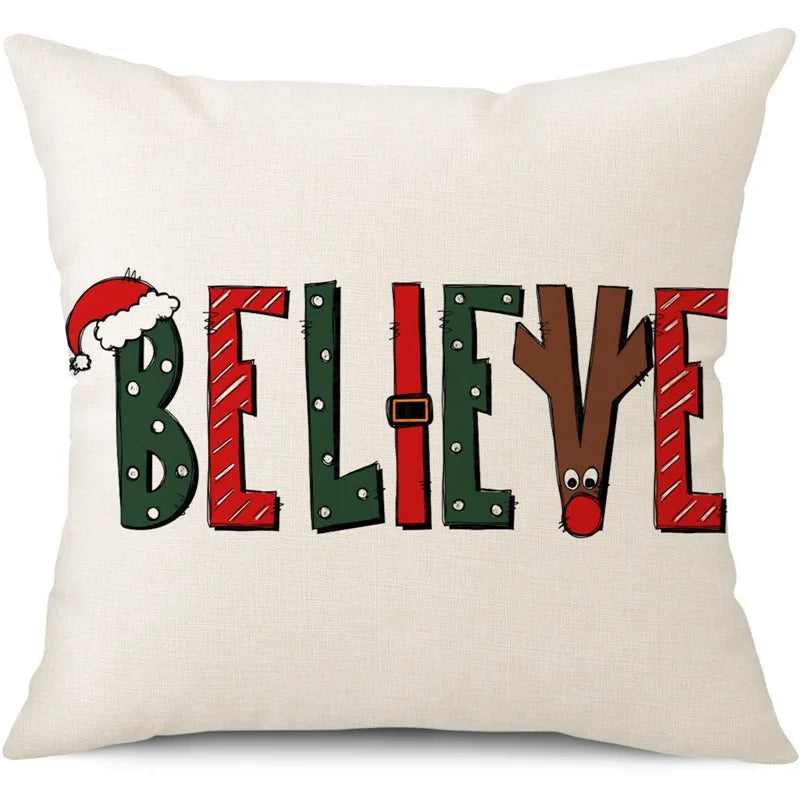 Housse de Coussin de Noël Believe