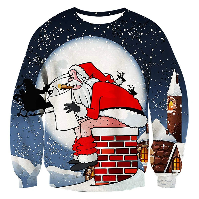 Pull de Noël "meme" Père Noël WC Cheminée