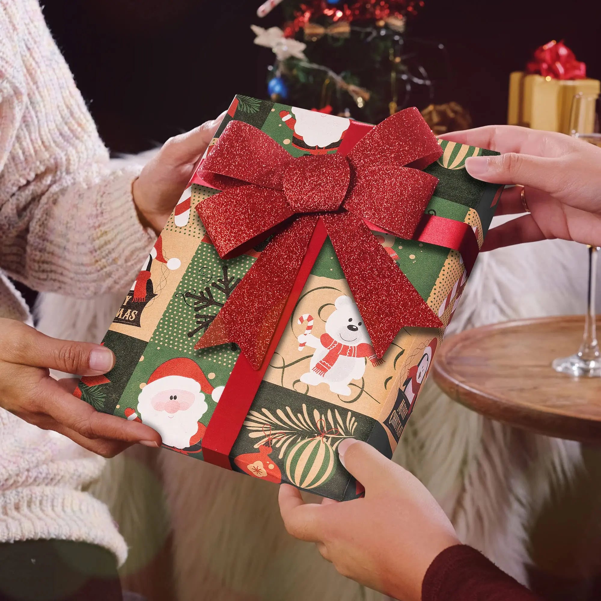 Rouleau de Papier Cadeau Mosaïque Motifs de Noel