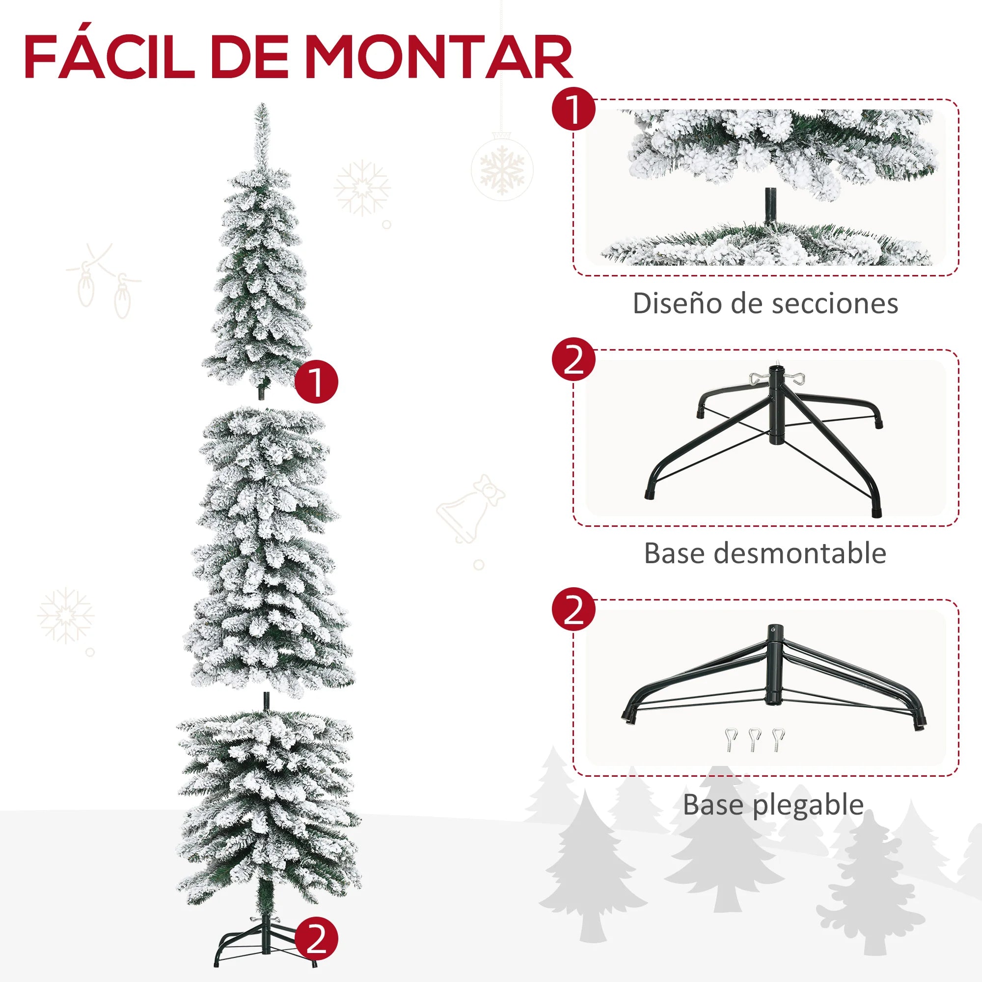 Long Sapin de Noël Enneigé 2m10 x 54cm