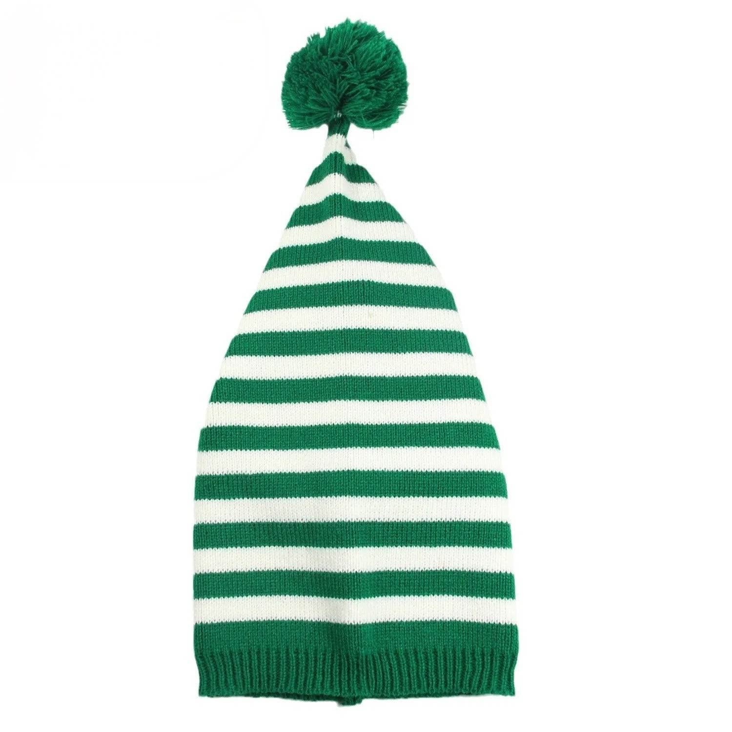 Bonnet de Noël Rayé Vert et Blanc Classique