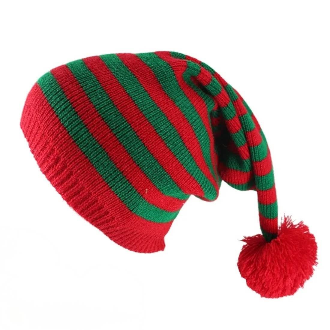 Bonnet de Noël Rayé Rouge et Vert Classique