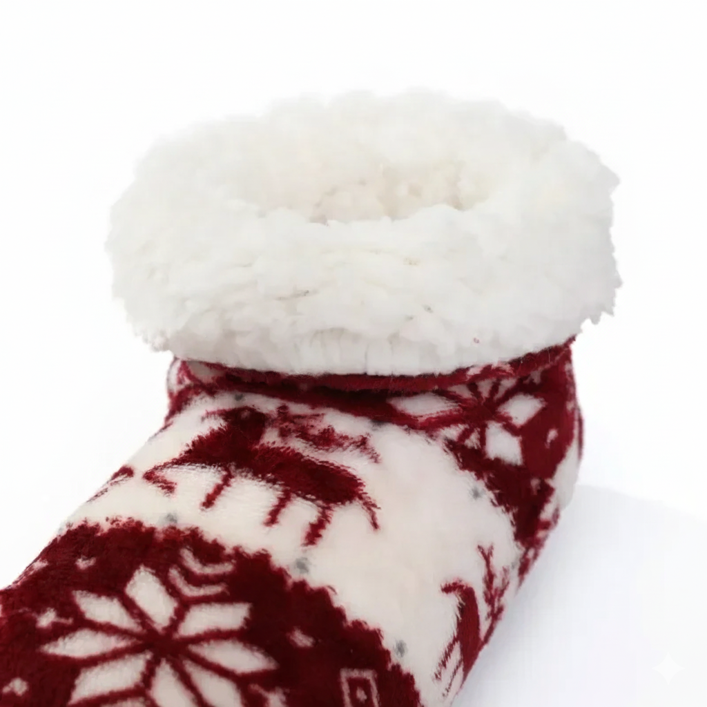 Pantoufles Fourrures Motifs de Noël pour Femmes